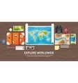 Paper world map flat icon Royalty Free Vector Image