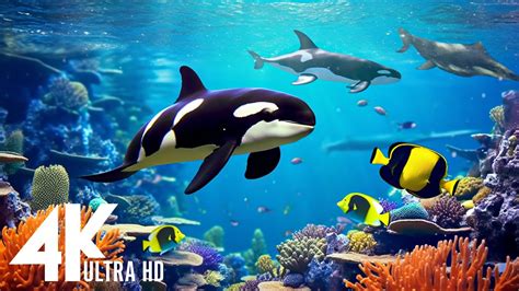 Aquarium 4K Video UHD(60fps) 🐠 Sea Animals With Relaxing Music - Rare & Colorful Sea Life Video ...