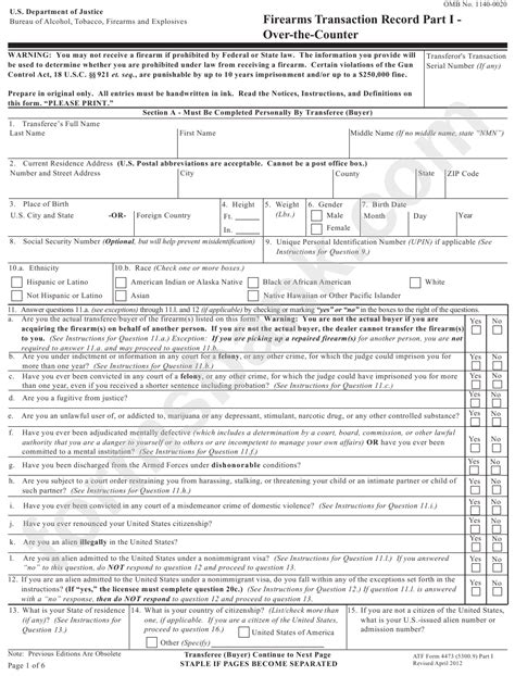 Printable Atf Form 4473 - Printable Forms Free Online