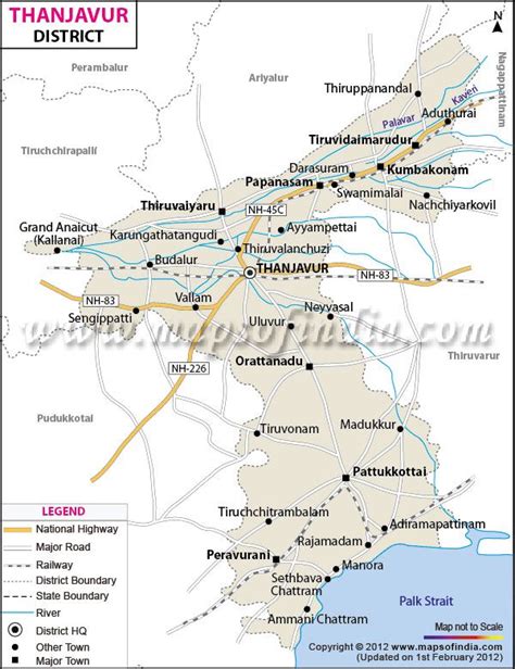 Thanjavur District Map with Major Cities and Towns