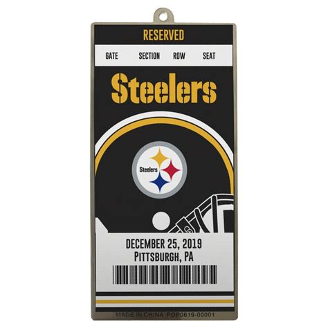 Pittsburgh Steelers 2019 NFL Metal Ticket Ornament - FREE SHIPPING! | eBay