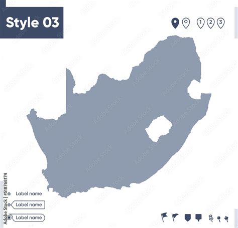 South Africa - map isolated on white background. Outline map. Vector ...