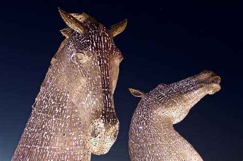 The Kelpies at night Photograph by Stephen Taylor - Pixels