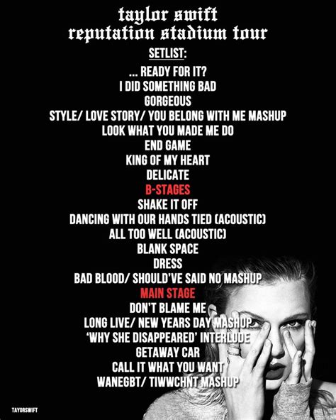 Rep tour setlist