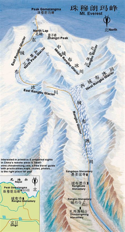 Mt Everest Rongbu Glacier Climbing Map - Mt Everest • mappery