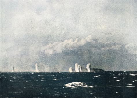 Colorized: "The Bismarck about to capsize, sinking by the stern. The British win an important ...