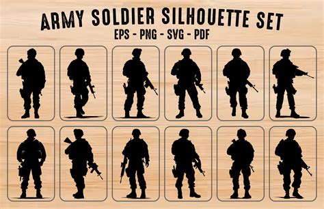 Army Soldier Silhouettes Vector Set Graphic by Gfx_Expert_Team · Creative Fabrica