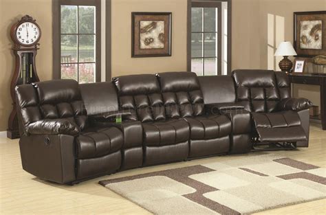 Brown Bonded Leather Modern Reclining Sectional Sofa