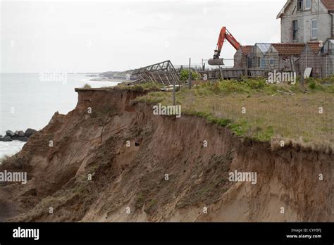 Happisburgh coastline. Norfolk. England. Erosion of cliffs and in ...