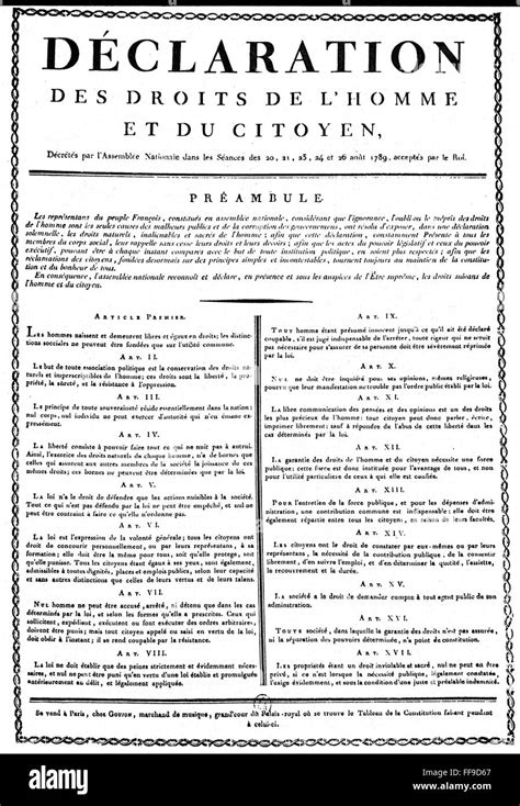 FRENCH REVOLUTION, 1789. /nThe Declaration of the Rights of Man as ...