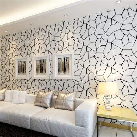 Black-White-Geometric-Pattern-Non-woven-Wallpaper-Modern-Art-Design ...