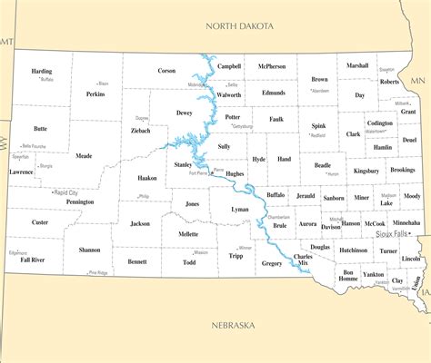 South Dakota Map With Cities And Towns - Maping Resources