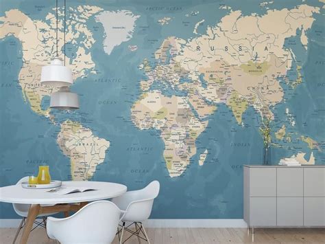 Map Mural M6654 | Etsy Wallpaper Color, Map Wallpaper, Wallpaper Panels ...