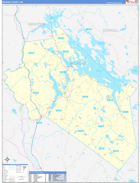 Belknap County, NH Zip Code Wall Map Basic Style by MarketMAPS - MapSales