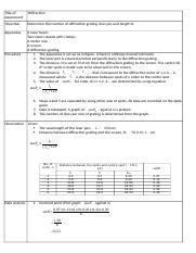 Diffraction Grating.docx - Title of experiment Diffraction Objective ...