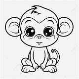 Cute Monkey Coloring Pages Outline Sketch Drawing Vector  sketch template