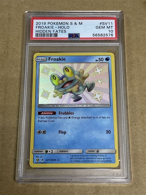 Mavin | PSA 10 2019 Pokemon Sun & Moon Hidden Fates Shiny Vault SV11 Froakie Holo