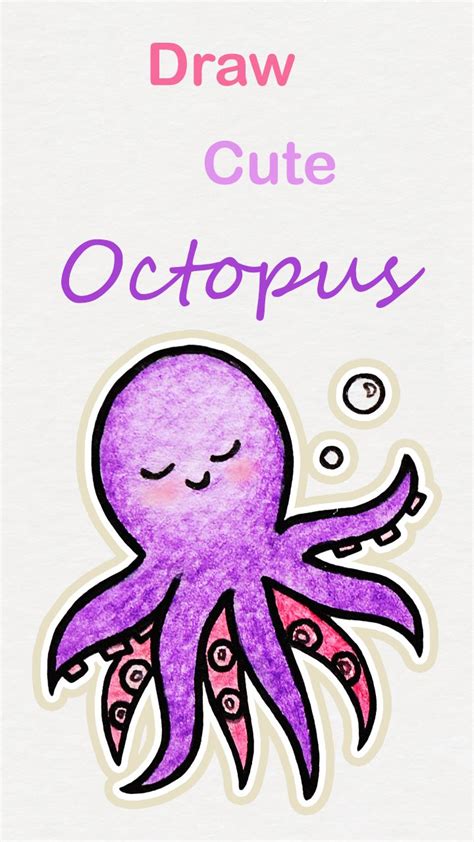 Learn how to draw so cute Octopus, easy step by step kawaii tutorial ♥ ...