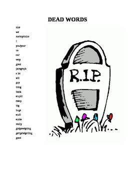 Dead Words List by Teaching by the Shore | TPT