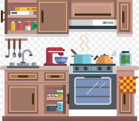 Kitchen Cabinet Kitchenware Cartoon, PNG, 964x842px, Kitchen, Cartoon, Cooking, Decorative Arts ...