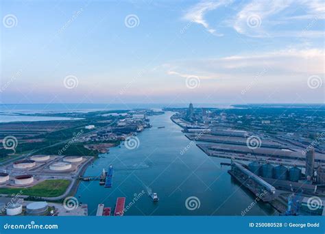 Aerial View of the Port of Mobile, Alabama at Sunset in June of 2022 Stock Photo - Image of ...