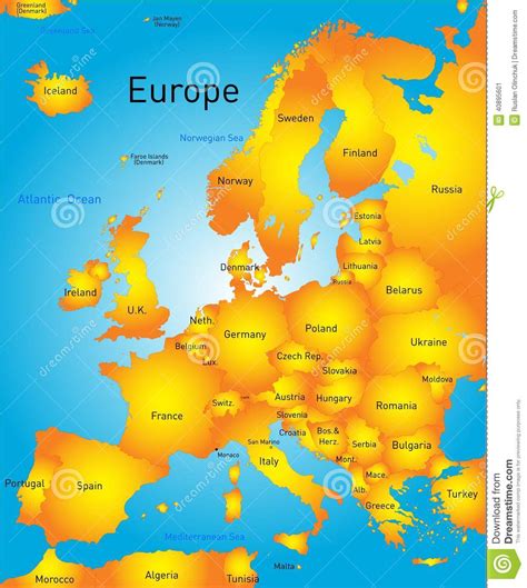 Map of europe stock vector. Illustration of communication - 40895601