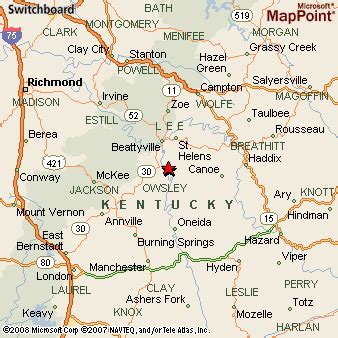 Booneville, Kentucky Area Map & More