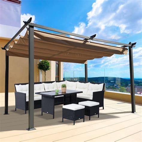 Outdoor Patio Retractable Pergola With Canopy Gazebos & Accessories at ...