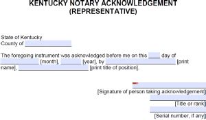 Free Kentucky Notary Acknowledgement Forms - PDF - Word