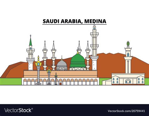 Saudi arabia medina city skyline architecture Vector Image