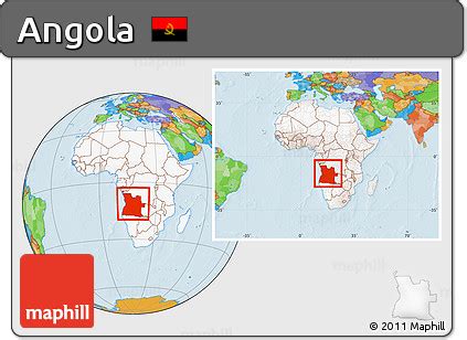 Free Political Location Map of Angola, highlighted continent, within ...