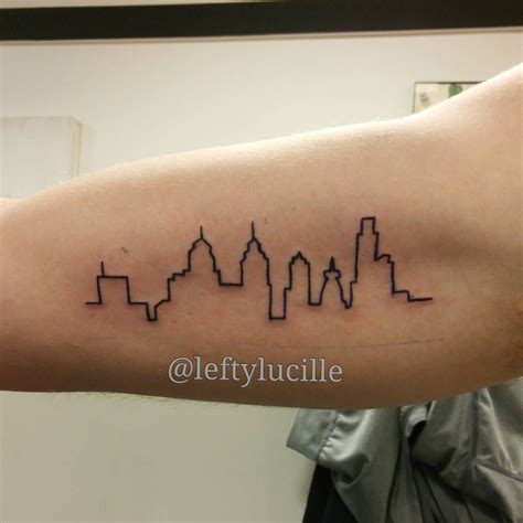 Erin Clayton on Instagram: “#philadelphia #skyline #silhouette #tattoo #linetattoo #phillylove # ...