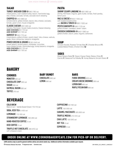 Online Menu of Corner Bakery Cafe Restaurant, Chicago, Illinois, 60601 - Zmenu