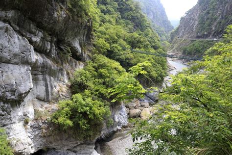 Taroko Gorge and Suspension Bridge Stock Photo - Image of river, adventure: 63154492