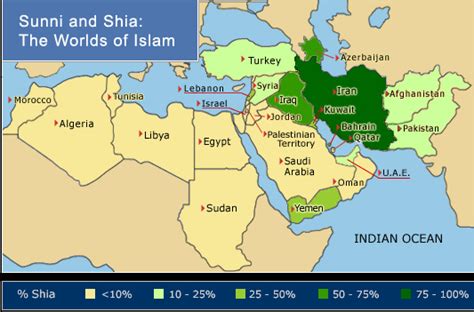 Red Lines and Deadlines ~ Map: Sunni and Shi'a ~ The Worlds of Islam | Wide Angle | PBS
