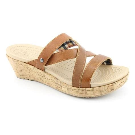 Crocs Women's 'A-Leigh Mini Wedge Leather' Leather Sandals - Free ...