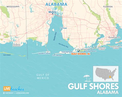 Map of Gulf Shores, Alabama - Live Beaches