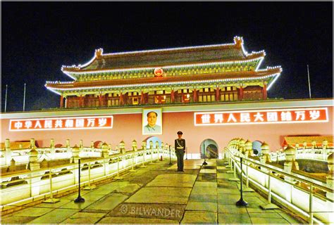 China. Beijing, Tiananmen Gate with guard at night | Flickr