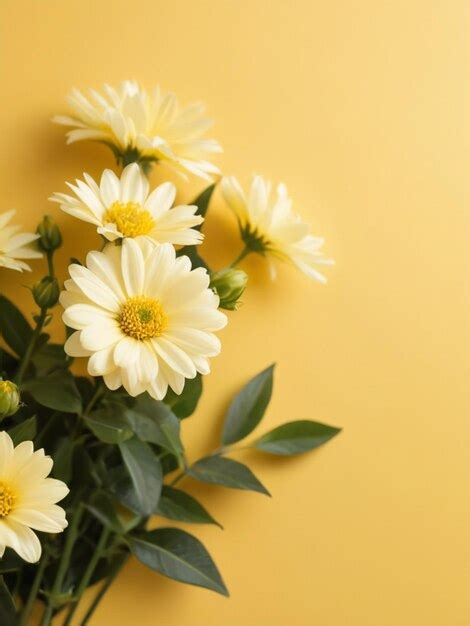 Premium Photo | Soft light yellow flowers with top side blank space ...