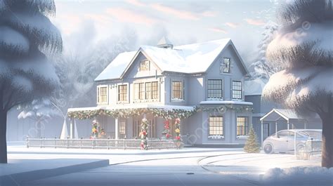 Animated Christmas House Concept Art Background, 3d Christmas Or Winter With White House And ...