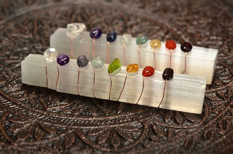 The Chakra Selenite Wand combines the power of selenite and 7 chakra ...