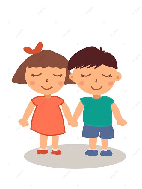 Smiling Boy Girl Child Holding Hands Childhood Friendship Concept Love ...