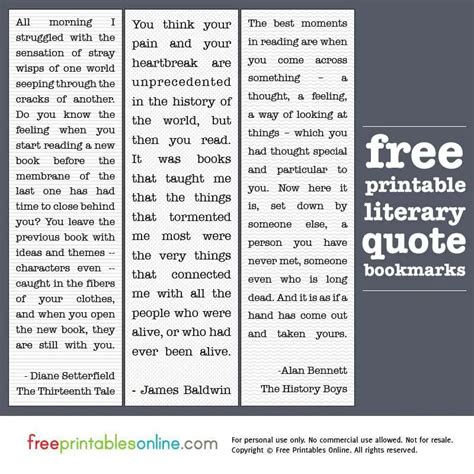 Printable Literary Quotes Bookmarks - Free Printables Online