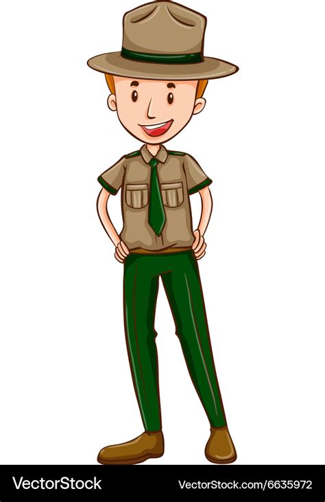 Park ranger in brown uniform Royalty Free Vector Image