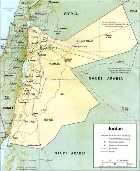 Jordanie map - Detailed map of Jordan (Western Asia - Asia)