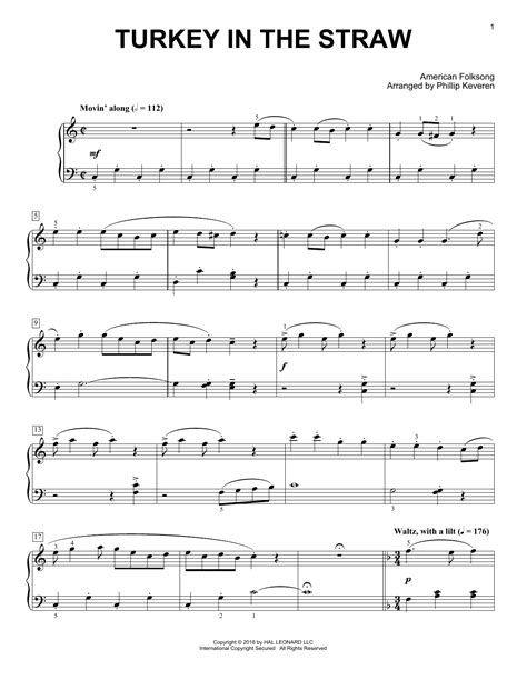 Phillip Keveren "Turkey In The Straw" Sheet Music Notes, Chords | Piano Download Children 252258 PDF