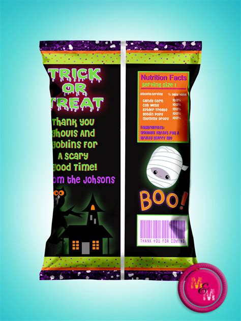 Editable Halloween Chip Bag Printable, Halloween Party Chip bag, Hallo ...