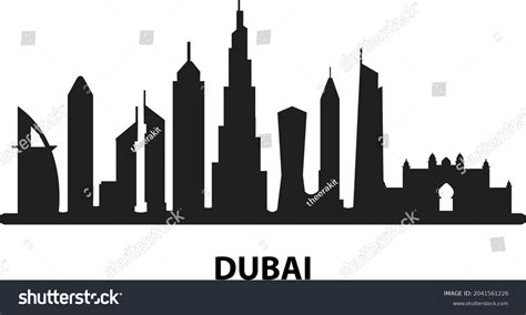 Black Dubai City On White Background Stock Vector (Royalty Free ...