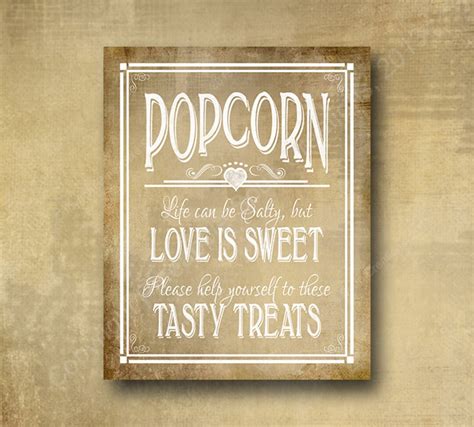 Popcorn Bar Wedding Sign Printed for You Life is Salty - Etsy