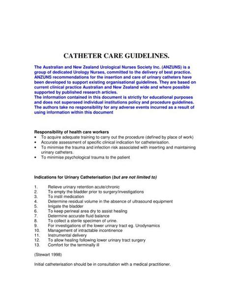 Catheter Care Chart